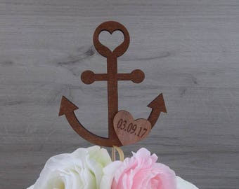cake topper anquor with hearts - wedding cake topper marriage wedding decoration wedding accessoires