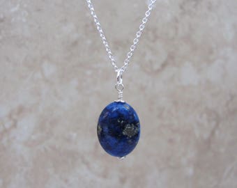 Blue Lapis Lazuli Necklace, Natural Lapis Lazuli, Lapis Jewelry, Drop Necklace, Sterling Silver, Gold Filled, Gemstone Bead Necklace