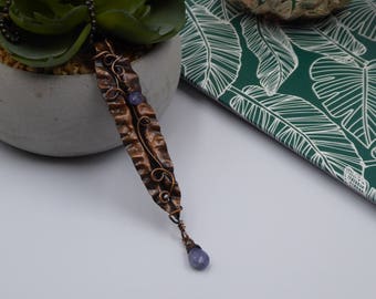 Tanzanite Pendant, Tanzanite Copper Necklace, December Birthstone Gift, Boho Jewelry, Best Friend Gift, Leaves