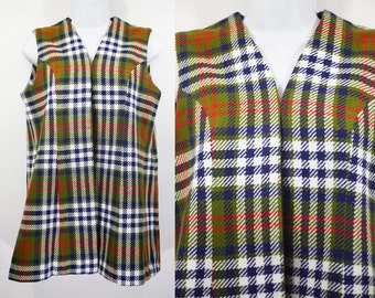 7 Dollar Sale---Vintage 60's Tweed Plaid Long Vest M