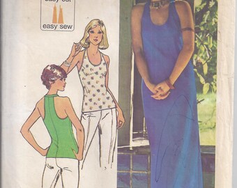 Simplicity 6443 Vintage Pattern from 1974. Misses Jiffy Knit Pullover Dress or Top. Halter Style. Jiffy Pattern for Knits. Bust 36