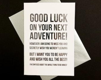 Good Luck on Your Next Adventure - A6, silver foiled greeting card