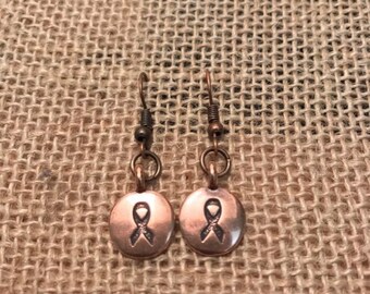 Breast Cancer Awareness Ribbon Earrings