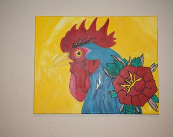 Original rooster painting in acrylic.
