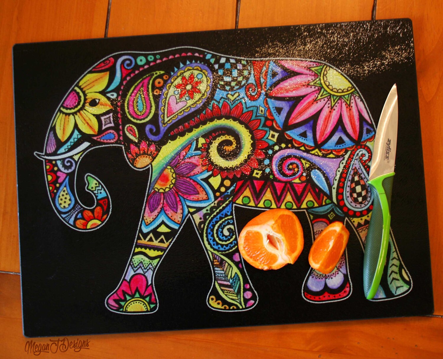 Elephant Glass Cutting Board Tempered Glass Kitchen Colorful