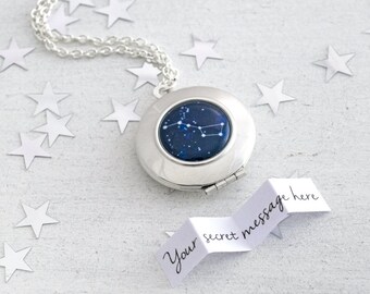 Big Dipper Necklace, Big Dipper Locket, Ursa Major, Plough Necklace, Personalised Locket, Star Necklace, Custom Locket