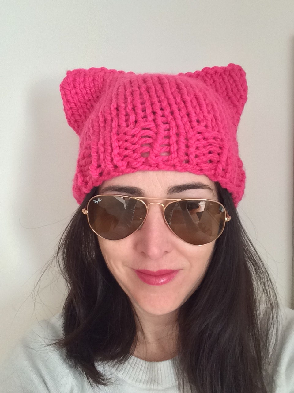 Pink Pussycat Hat Pink Cat Hat March Pussycat Hat Knit