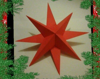 Christmas set of 5 red 3D origami stars