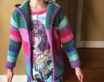 Personalized crochet Color blocked cardigan