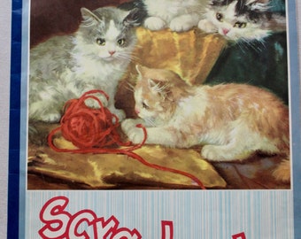 Vintage Unused Hilroy Scrapbook - No. 707 - Kittens with Yarn