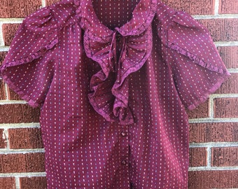 Vintage Maroon Ruffled Top