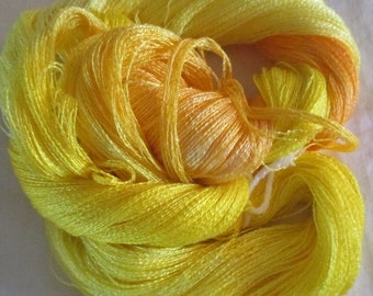 Hand dyed Tencel Yarn - 900 yds. Lace Wt. Tencel Yarn BANANA BOAT