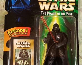 Star Wars The Power of the Force DARTH VADER 3 3/4" Action Figure New in Package, VINTAGE Star Wars Figure w/Episode I Flashback Photo
