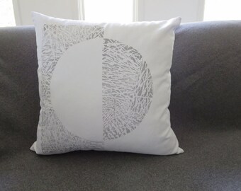 Minamalist Scandi decorative throw pillow cover block printed in shades of gray / grey