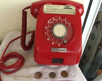 PAY PHONE VICTA (Red rotary dial)Tamura electric-works- Greece.