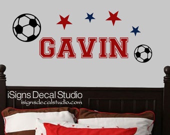 SOCCER DECAL - Sports Decal - Kids Decal - Soccer Sticker - Boys Room Decal - Vinyl Wall Decals