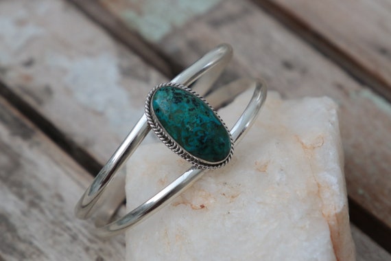 ATLAS TURQUOISE BANGLE - Adjustable - 925 Sterling Silver bracelet - Turquoise bracelet - Crystal Cuff - Antique - Vintage style - Handmade