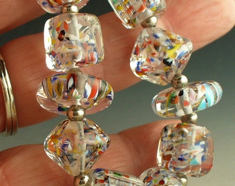 SRA LAmpwork/lampwork beads/beads/glass beads/handmade beads/crystals/confetti/ multicolor/ bright/summer/
