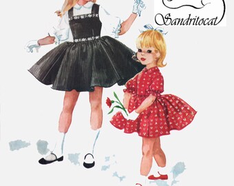 Vintage 1960s MOD Girls Full Skirted Dress or Jumper Sewing Patten McCalls 5573 By Designer Helen Lee Size 6