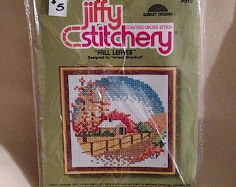 Sunset Designs Jiffy Stitchery Counted Cross Stitch Fall Leaves