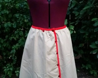 Strawberry Skirt Vintage 1970s Strawberry Skirt 70s Skirt Full Skirt High Waist Skirt Aline Skirt Tan Skirt Cotton Poplin Skirt Strawberries