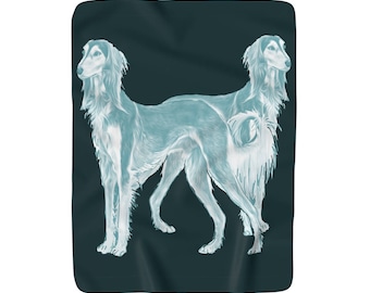 Two Salukis Sherpa Fleece Blanket
