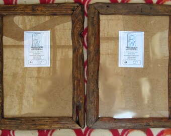 Rustic/driftwood style frames in locally sourced,recycled old wood.Medium dark beeswax finish.To fit A4. FREE postage in U.K.