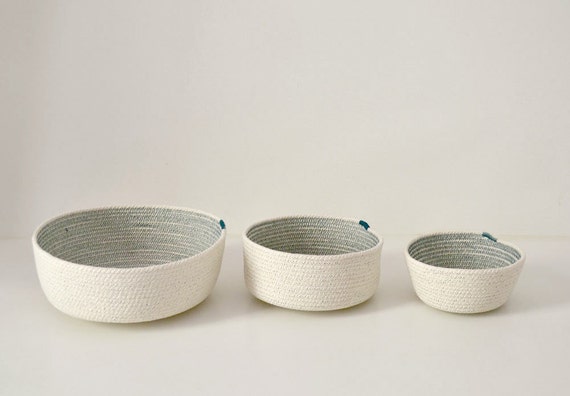 Cotton bowls, Coil rope baskets, Rope bowls, Scandinavian decor, Stylish simple decor, Cotton housewares, Baskets and bowls, Rope baskets