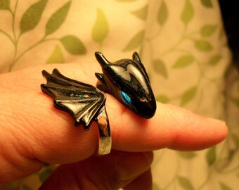 Baby Black Ice Dragon Ring - Adjustable
