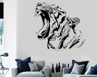 Wall Stickers Tiger Roar Head Jungle Africa Ethnic Decor Art Mural 1456dz