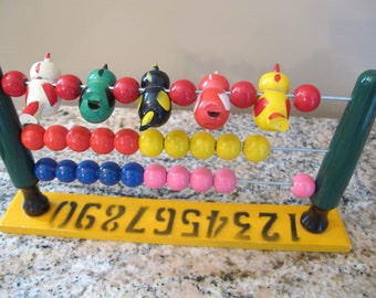 Vintage Wood Abacus Bird Counting Toy