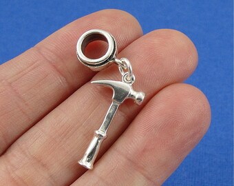 Claw Hammer European Dangle Bead Charm - Sterling Silver Hammer Charm for European Bracelet