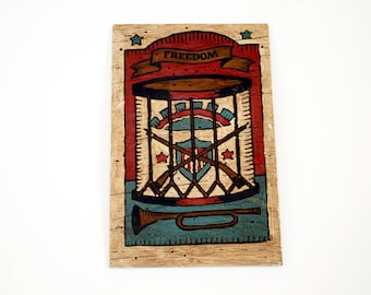 Wooden Folk Art Americana Drum Painting