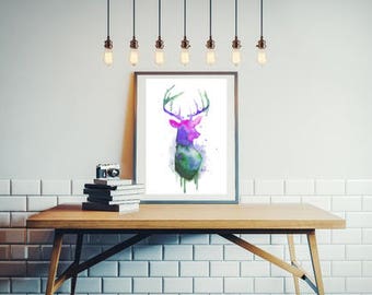 reproduction cold dyed multicolor deer 8 x 10 inches