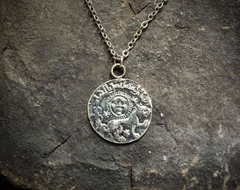 Coin Pendant, Coin Necklace, Old Coin Pendant, Ancient Coin, Old Coin Necklace, Old Coin Jewelry, Wiccan Jewelry, Moon Necklace, Bohemian