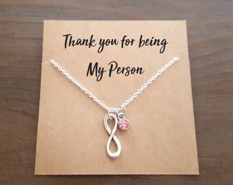 Infinity Necklace, Silver Infinity Necklace, Friendship Necklace, Best Friend Necklace, Friendship Gift, You Are My Person