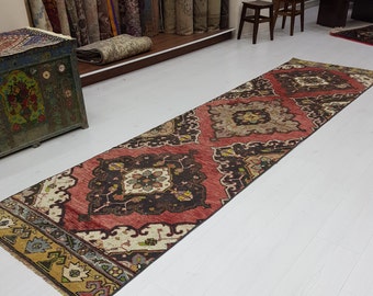 3'X11' OUSHAK RUNNER, VINTAGE Runner,Turkish Runner, Kitchen Runner, Hallway Runner Rug, Turkish Runner Rug, Rug Runner, Runner Rug, Oushak