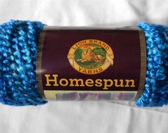 Mountain Sky-Homespun-Lion Brand Yarn (5-Bulky) -Made in the USA (light/bright/dark blue) (etsyyarn#42)