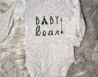 Baby Bear Bodysuit | Baby Boy Bodysuit | Gray Bodysuit