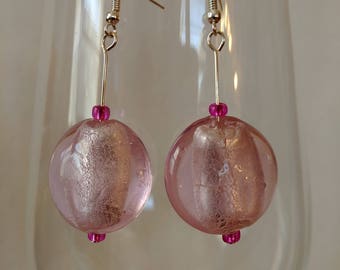 Pink lampwork earrings