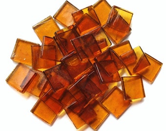 15mm (3/5") Amber Gold Transparent Glass Mosaic Tiles//Mosaic Supplies//Mosaic//Crafts