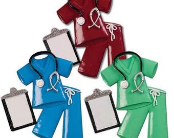 Scrubs Ornament Nurse Ornament Doctor Ornament Personalized Christmas Ornament Nurse Each Sold Separately