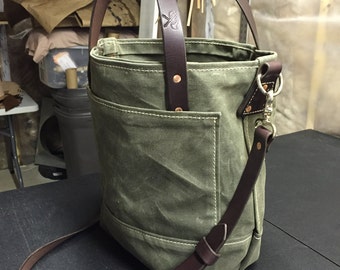 Handmade Waxed Canvas Tote Bag / Waxed Canvas Bags / Carry All Bag
