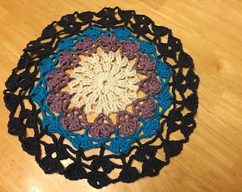 Crocheted Mandala Doily/center piece 11"
