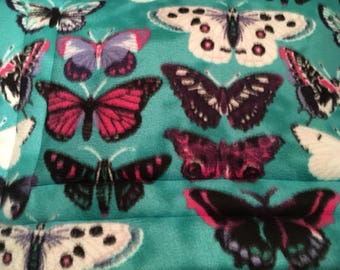 Butterflies on Teal Fleece Cat or Dog Bed