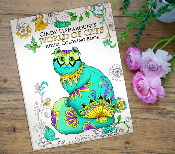 Adult Coloring Book Cats. 42 Beautifully Hand Drawn Coloring