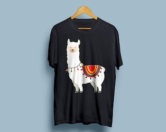 Funny Llama Shirt Alpaca Shirt Llama & Alpaca Lover Gift Cute Cartoon Animal Art Cute Shirt Unisex Tee Graphic Tee Animal Shirt TU1131