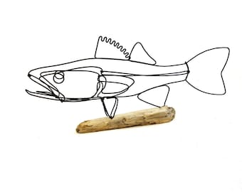 Walleye Wire Sculpture, Fish Wire Art, Minimal Wire Design, 551112670