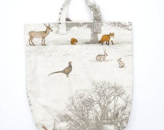 Country scene pattern shopper bag. Shopping bag. Fold-able bag