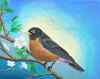 Original Robin Painting/Canvas painting